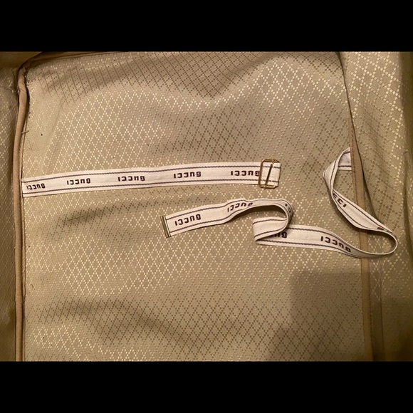 GUCCI VINTAGE 1980s Monogram Pattern 30” Suitcases Navy Leather/Coated Canvass - Picture 8 of 16